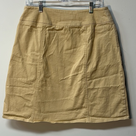 Chaus Skirt Beige Khaki Side Zip Knee Length Stretch vintage 12 cotton spandex - Picture 4 of 7